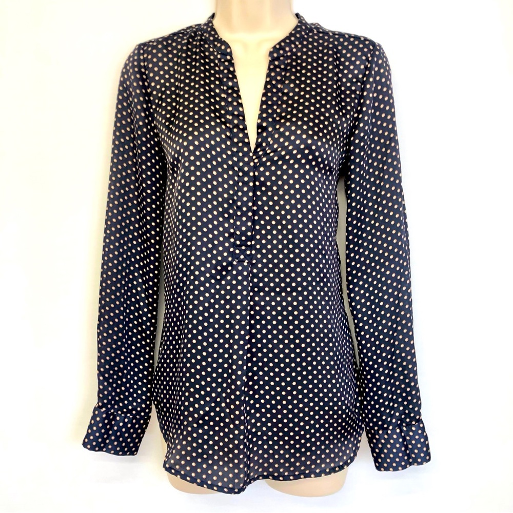 The Limited Navy Polka Long Sleeve Top